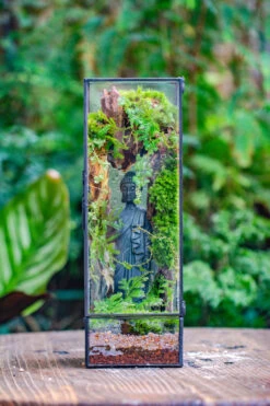 NCYP Close 11.8" Tall Geometric Glass Terrarium With Door Building DIY Set, With Buddha, Dragon Rocks, Planting Materials -Terrarium Plant Hub IMG 6911
