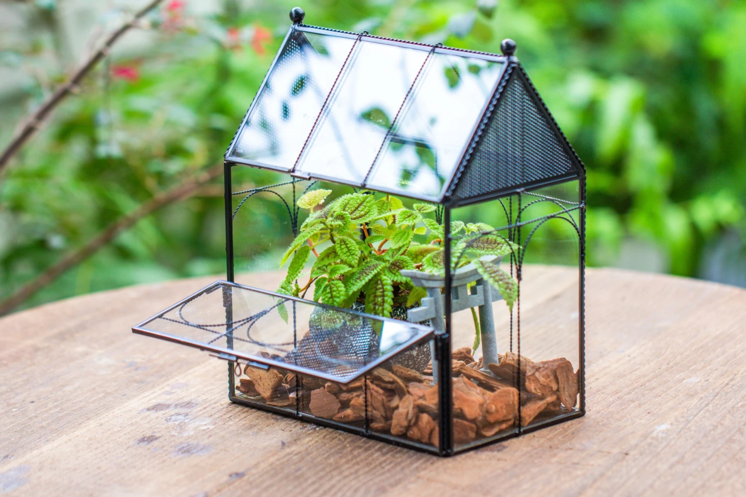 NCYP Vintage House Shape Glass Geometric Terrarium, With Side Door, With Mesh Vent Holes For Small Insects Pet 12 NCYP Vintage House Shape Glass Geometric Terrarium, With Side Door, With Mesh Vent Holes For Small Insects Pet - Image 10