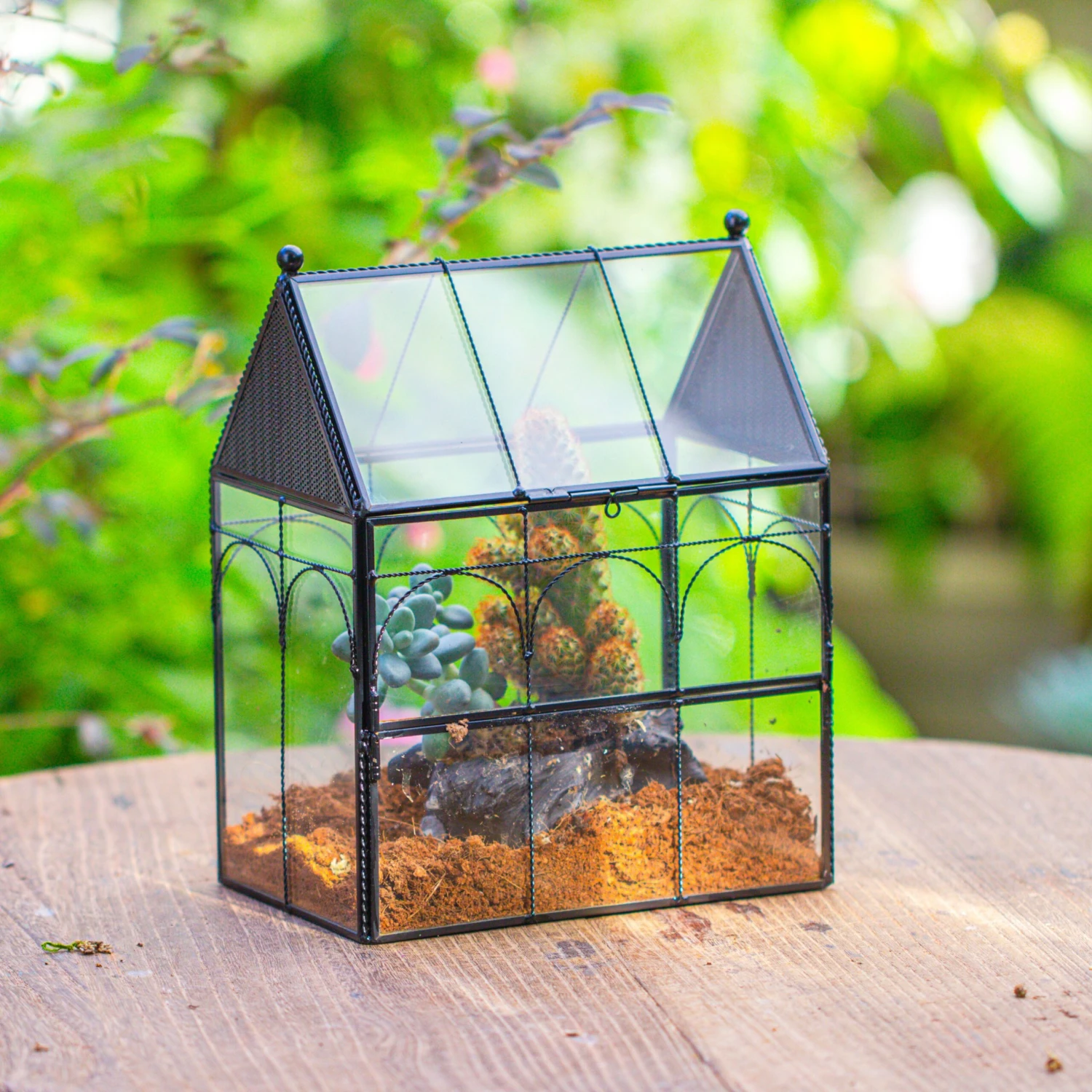 NCYP Vintage House Shape Glass Geometric Terrarium, With Side Door, With Mesh Vent Holes For Small Insects Pet 5 NCYP Vintage House Shape Glass Geometric Terrarium, With Side Door, With Mesh Vent Holes For Small Insects Pet - Image 3