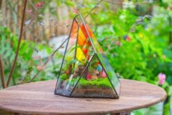 Rainbow Stained Glass Irregular Geometric Ice Peak Shape Terrarium, Close -Terrarium Plant Hub IMG 7992