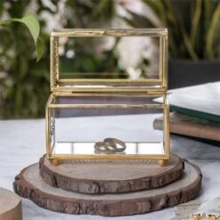 NCYP Handmade Gold Ring Box With Latch, Vintage, For Wedding, Engagement, Proposal, Jewellry Box Organizer, Custom Made -Terrarium Plant Hub il fullxfull.2215697446 n7v8