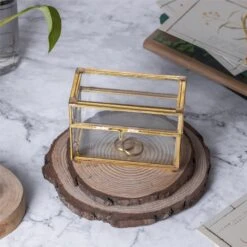 NCYP Handmade Gold Ring Box With Latch, Vintage, For Wedding, Engagement, Proposal, Jewellry Box Organizer, Custom Made -Terrarium Plant Hub il fullxfull.2215697540 klh1