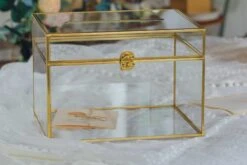 12"Large Gold Foot Rectangle With Slot Geometric Glass Card Box Keepsake Recipe Reception Envelope Holder Display Gift With Swing Lid Latch -Terrarium Plant Hub il fullxfull.3773106042 967a