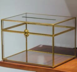 12"Large Gold Foot Rectangle With Slot Geometric Glass Card Box Keepsake Recipe Reception Envelope Holder Display Gift With Swing Lid Latch -Terrarium Plant Hub il fullxfull.3820702863 a4uy
