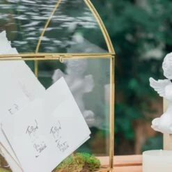 House Shape Arched Top Vintage Glass Card Box Terrarium, Handmade Brass For Wedding Receiption Wishwell Keepsake -Terrarium Plant Hub il fullxfull.3955046137 ikvh