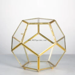 Handmade Copper Pentagon Glass Geometric Terrarium With Feet And Door For Succulent Moss Air Plant -Terrarium Plant Hub product image 443095162
