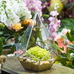 Handmade Silver Hanging Teardrop Shape Geometric Glass Terrarium For Succulent Moss Fern -Terrarium Plant Hub product image 449459856