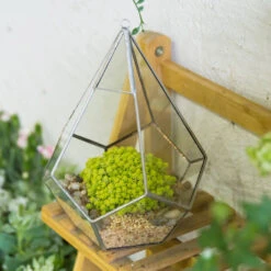 Handmade Silver Hanging Teardrop Shape Geometric Glass Terrarium For Succulent Moss Fern -Terrarium Plant Hub product image 449459857