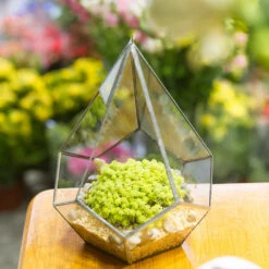 Handmade Silver Hanging Teardrop Shape Geometric Glass Terrarium For Succulent Moss Fern -Terrarium Plant Hub product image 449459858