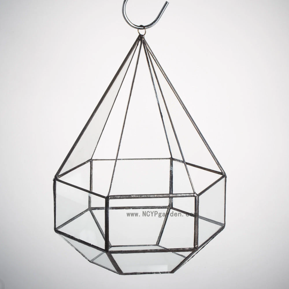 Handmade Hanging Six-surface Diamond Glass Geometric Terrarium With 3 Spaced Opening For Succulents 3 Handmade Hanging Six-surface Diamond Glass Geometric Terrarium With 3 Spaced Opening For Succulents