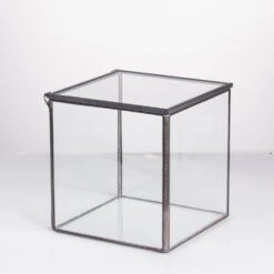 Handmade Square Glass Geometric Terrarium Box With Lid For Succulents Fern Moss