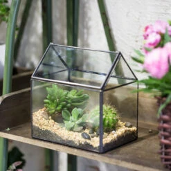 Handmade Black House Shape Glass Geometric Terrarium Wth Lid For Succulent Fern Moss Airplants -Terrarium Plant Hub product image 564595372