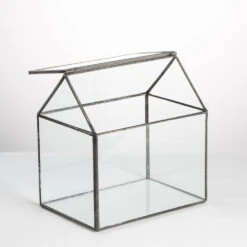 Handmade Black House Shape Glass Geometric Terrarium Wth Lid For Succulent Fern Moss Airplants -Terrarium Plant Hub product image 564595375