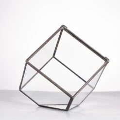 Handmade 10cm / 15cm Inclined Cube Glass Black Geometric Terrarium With Door For Succulent Moss -Terrarium Plant Hub product image 575619546