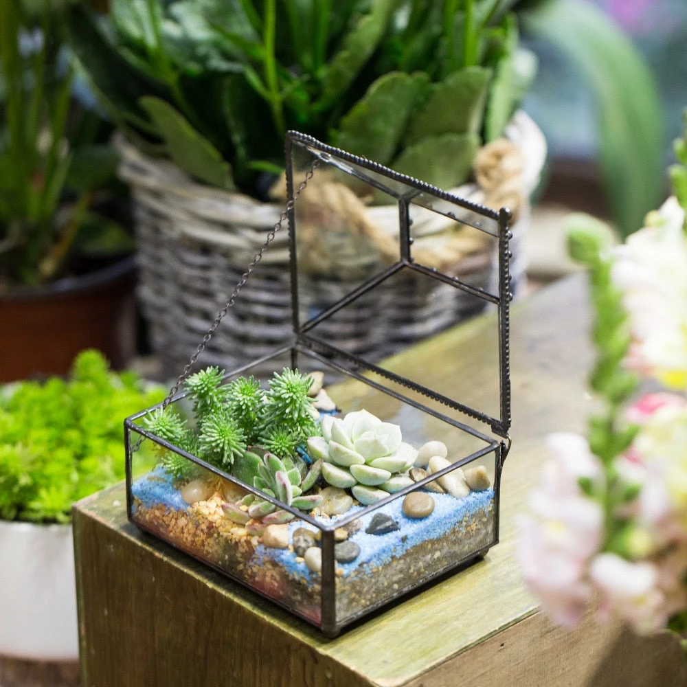 Handmade Small Jewelry Box Geometric Glass Terrarium With Cover For Airplants Succulents Moss Ring 6 Handmade Small Jewelry Box Geometric Glass Terrarium With Cover For Airplants Succulents Moss Ring - Image 4