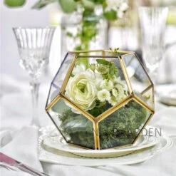 Handmade Gold Tabletop Polyhedron Glass Geometric Terrarium For Wedding Section Reception 16 Handmade Gold Tabletop Polyhedron Glass Geometric Terrarium For Wedding Section Reception -Terrarium Plant Hub product image 600901073