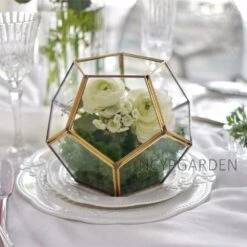 Handmade Gold Tabletop Polyhedron Glass Geometric Terrarium For Wedding Section Reception 19 Handmade Gold Tabletop Polyhedron Glass Geometric Terrarium For Wedding Section Reception -Terrarium Plant Hub product image 600901075