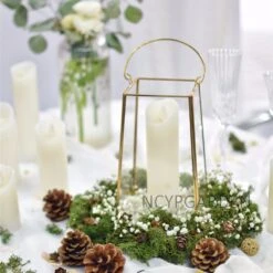 Handmade Copper Gold Echelon Geometric Glass Terrarium Holder Lantern Hanging Wall For Wedding -Terrarium Plant Hub product image 611131275