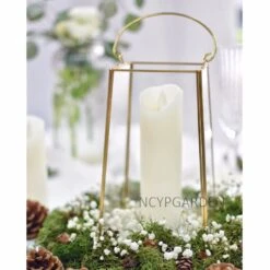 Handmade Copper Gold Echelon Geometric Glass Terrarium Holder Lantern Hanging Wall For Wedding -Terrarium Plant Hub product image 611131278