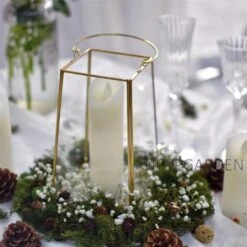 Handmade Copper Gold Echelon Geometric Glass Terrarium Holder Lantern Hanging Wall For Wedding -Terrarium Plant Hub product image 611131287