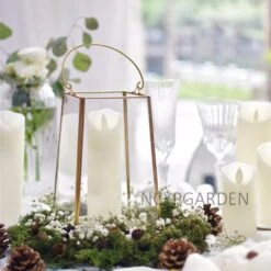 Handmade Copper Gold Echelon Geometric Glass Terrarium Holder Lantern Hanging Wall For Wedding -Terrarium Plant Hub product image 611131289