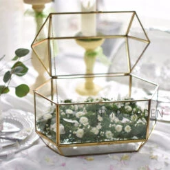 Handmade Large Geometric Glass Wedding Card Box Gift Card Box Keepsake Recipe Reception Envelope -Terrarium Plant Hub product image 616006246