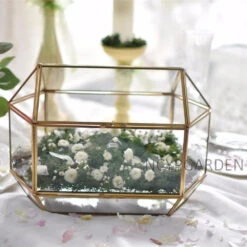 Handmade Large Geometric Glass Wedding Card Box Gift Card Box Keepsake Recipe Reception Envelope -Terrarium Plant Hub product image 616006249