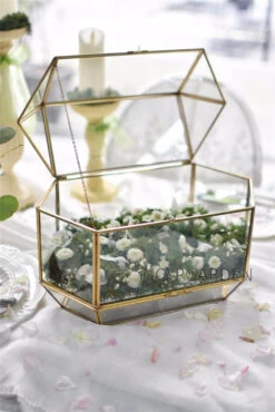 Handmade Large Geometric Glass Wedding Card Box Gift Card Box Keepsake Recipe Reception Envelope -Terrarium Plant Hub product image 616006268
