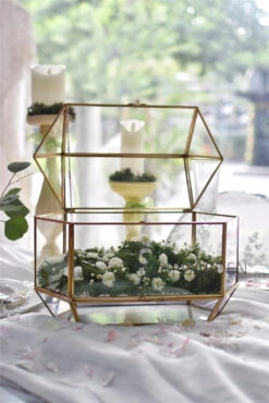 Handmade Large Geometric Glass Wedding Card Box Gift Card Box Keepsake Recipe Reception Envelope -Terrarium Plant Hub product image 616006270