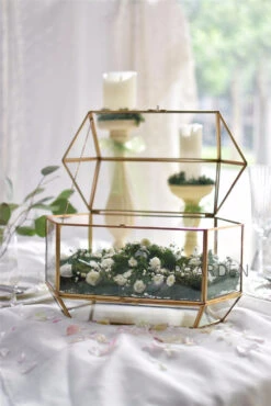 Handmade Large Geometric Glass Wedding Card Box Gift Card Box Keepsake Recipe Reception Envelope -Terrarium Plant Hub product image 616006271