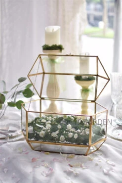 Handmade Large Geometric Glass Wedding Card Box Gift Card Box Keepsake Recipe Reception Envelope -Terrarium Plant Hub product image 616006274