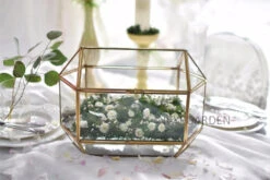 Handmade Large Geometric Glass Wedding Card Box Gift Card Box Keepsake Recipe Reception Envelope -Terrarium Plant Hub product image 616006277