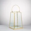 Handmade Copper Gold Echelon Geometric Glass Terrarium Hanging Wall Holder Lantern With Handle