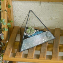 Handmade Small Pyramid Glass Geometric Terrarium For Ring Box Moss Cacti -Terrarium Plant Hub product image 997415092
