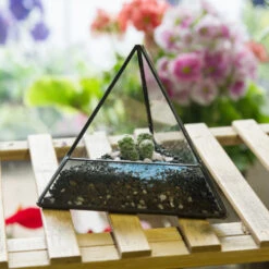 Handmade Small Pyramid Glass Geometric Terrarium For Ring Box Moss Cacti -Terrarium Plant Hub product image 997415095