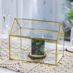 Handmade Gold House Shape Glass Geometric Terrarium Card Wishwell Reception Box For Wedding Ceromony -Terrarium Plant Hub product image 997415302